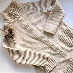 EILEEN FISHER Oatmeal Botton Front Cardigan Sweater Wool/Angora/Silk Size Medium